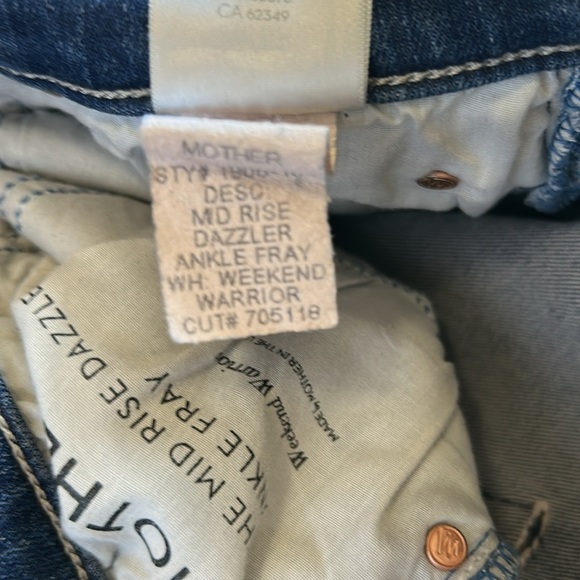 Mother The Mid Rise Dazzler Ankle Fray Weekend Warrior Straight Leg Sz 26 - Picture 12 of 16